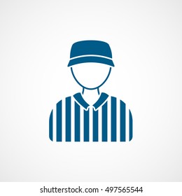Baseball Umpire Blue Flat Icon On White Background