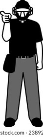 Baseball umpire doing play pose