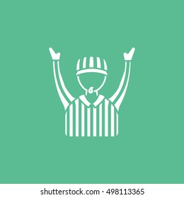 Baseball Umpire Flat Icon On Green Background
