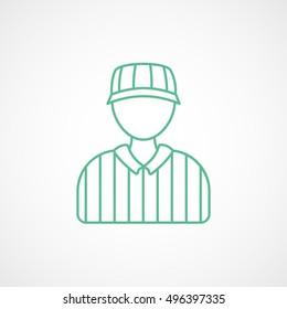 Baseball Umpire Green Line Icon On White Background
