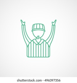 Baseball Umpire Green Line Icon On White Background