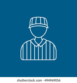 Baseball Umpire Line Icon On Blue Background