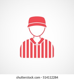 Baseball Umpire Red Flat Icon On White Background