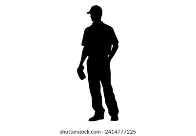 Baseball Umpire Vector Silhouette,Baseball Umpire Decision Indication by Giving Hand Signal,
