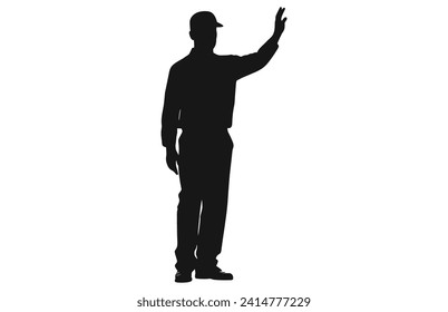 Baseball Umpire Vector Silhouette,Baseball Umpire Decision Indication by Giving Hand Signal,
