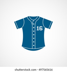 Baseball Uniform Blue Flat Icon On White Background