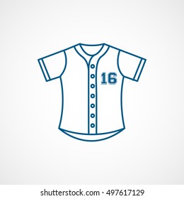 Baseball Uniform Blue Line Icon On White Background