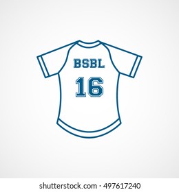 Baseball Uniform Blue Line Icon On White Background