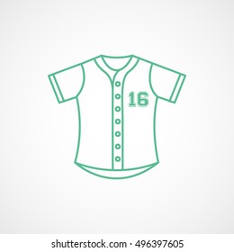 Baseball Uniform Green Line Icon On White Background
