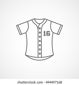 Baseball Uniform Line Icon On White Background