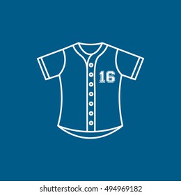 Baseball Uniform Line Icon On Blue Background