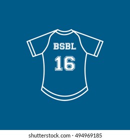 Baseball Uniform Line Icon On Blue Background