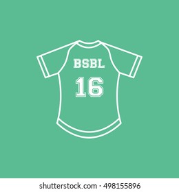 Baseball Uniform Line Icon On Green Background