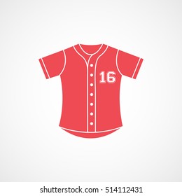 Baseball Uniform Red Flat Icon On White Background