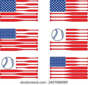 Bandera estadounidense de béisbol aislada de fondo blanco