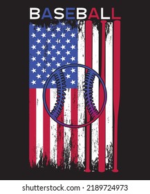 BASEBALL USA FLAG T-SHIRT DESIGN