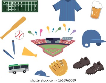 Baseball, various simple tool illustrations 