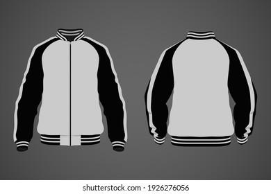 Baseball or varsity jacket blank front and back view for editable color and add some images that you want.