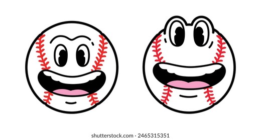 baseball vector face smile icon cartoon character doodle ball logo softball sport symbol illustration clip art design