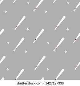 Baseball vector flat illustration. Seamless pattern. Sport game.