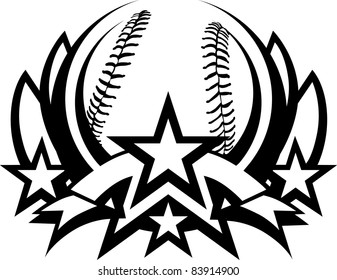 Baseball Vector Graphic Template with Stars