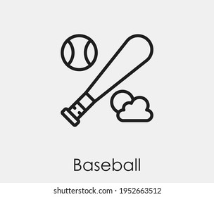 Baseball vector icon.  Editable stroke. Symbol in Line Art Style for Design, Presentation, Website or Apps Elements, Logo. Pixel vector graphics - Vector