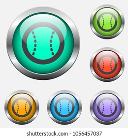 baseball vector icon on color glass buttons