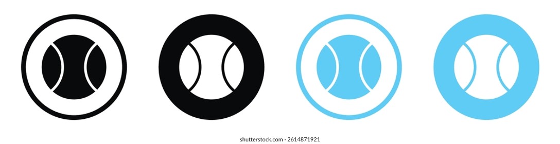 Baseball vector icons in black and blue colors