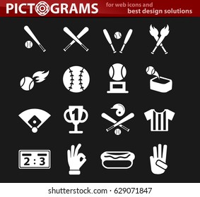 baseball vector icons for user interface design