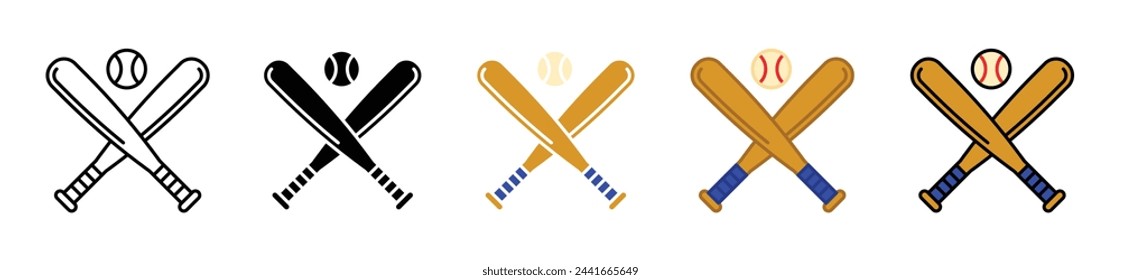 Baseball vector illustration set. American baseball sport play icon for UI designs.