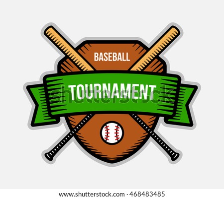 Baseball vector logo. Summer team sport tournament. Color badge, shirt mascot design.