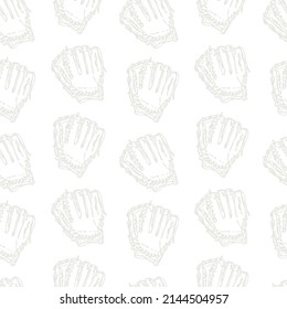 Baseball vector pattern for textile design. Baseball glove background. Hand drawing, sketch.