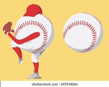 Baseball vector player. Ball illustration