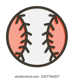 Baseball Vector Thick Line Filled Colors Icon For Personal And Commercial Use.
