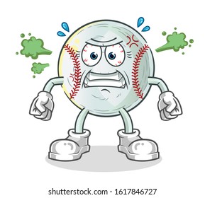baseball very angry cartoon. cartoon mascot vector