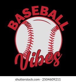 Diseño de camisetas, carteles, tarjetas de felicitación, textiles y Ilustración vectorial adhesiva de BASEBALL VIBES