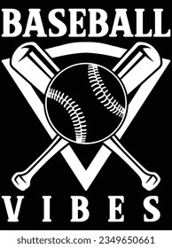 Diseño de arte vectorial en vibes de béisbol, archivo eps. archivo de diseño para camiseta. SVG, archivo de diseño de corte EPS