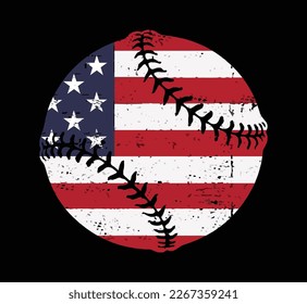 Baseball Vintage American Flag Design