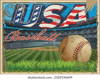 Baseball vintage retro postcard Baseball stadium 