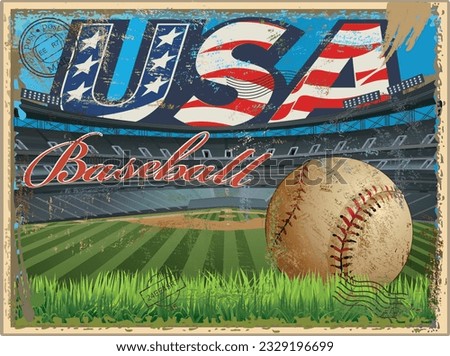 Baseball vintage retro postcard Baseball stadium 