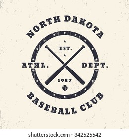 Baseball vintage round print, logo, t-shirt design, vector illustration