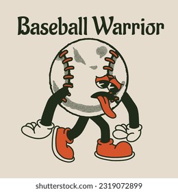 Baseball Warrior With Baseball Groovy Character Design