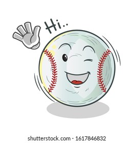 baseball waving and smiling cartoon. cute chibi cartoon mascot vector