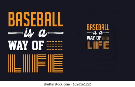 "El béisbol es una forma de vida" diseño de camisetas de tipografía.