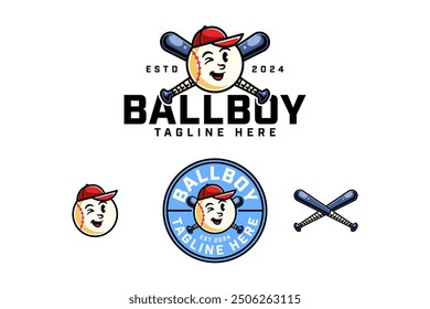 baseball wearing a red hat or cap with crossed bats character mascot logo set for baseball sport club, tournament, t-shirt and merchandise designs  