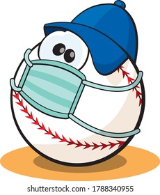 Baseball Wearing A Virus Mask