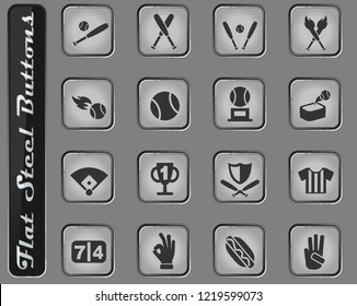 baseball web icons on the flat steel buttons