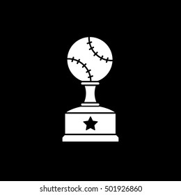 Baseball Winner Cup Flat Icon On Black Background