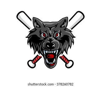 baseball wolf vector