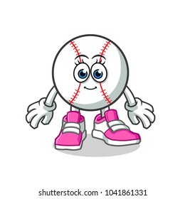 baseball woman mascot vector cartoon illustration